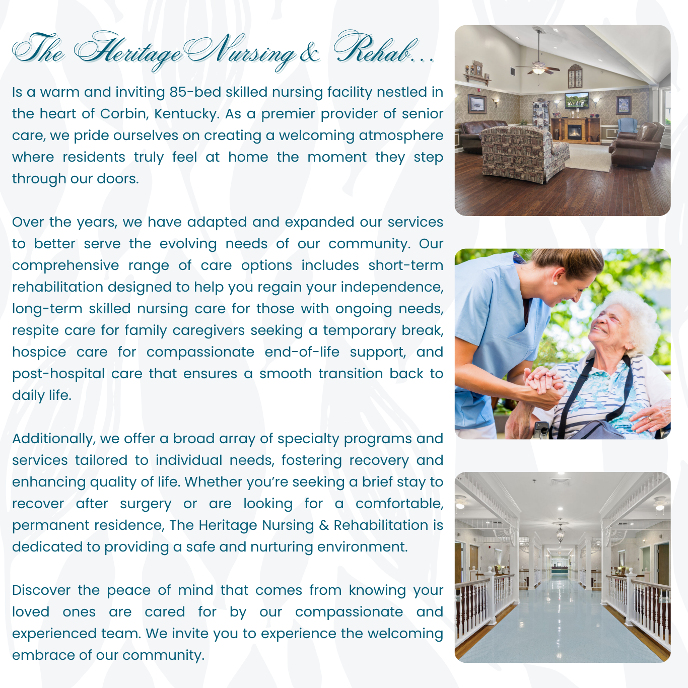 Heritage Welcome page